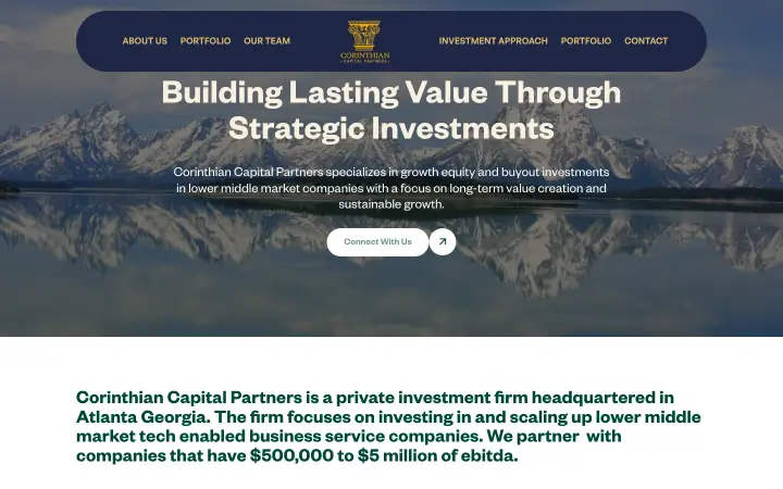 The Corinthian Capital Partners homepage.