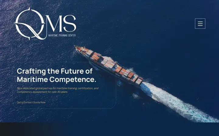 The QMS Maritime Training Center homepage.